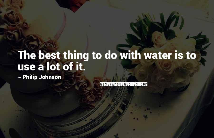 Philip Johnson Quotes: The best thing to do with water is to use a lot of it.