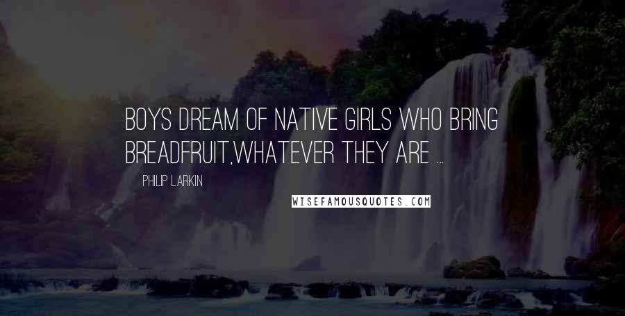 Philip Larkin Quotes: Boys dream of native girls who bring breadfruit,Whatever they are ...