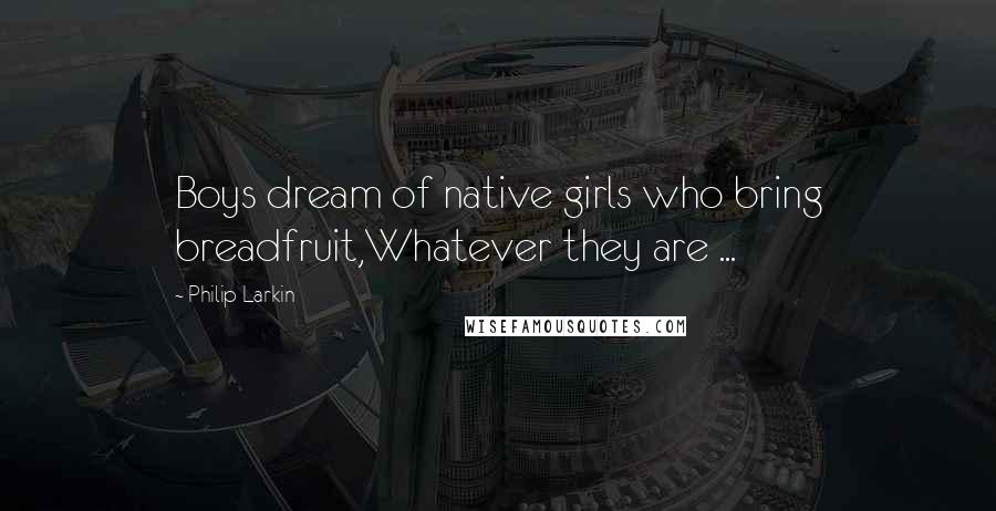 Philip Larkin Quotes: Boys dream of native girls who bring breadfruit,Whatever they are ...