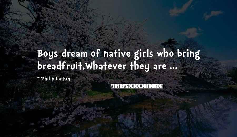 Philip Larkin Quotes: Boys dream of native girls who bring breadfruit,Whatever they are ...