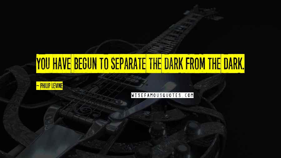 Philip Levine Quotes: You have begun to separate the dark from the dark.