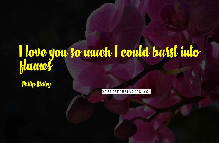 Philip Ridley Quotes: I love you so much I could burst into flames.