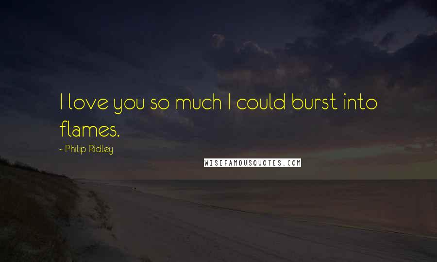 Philip Ridley Quotes: I love you so much I could burst into flames.