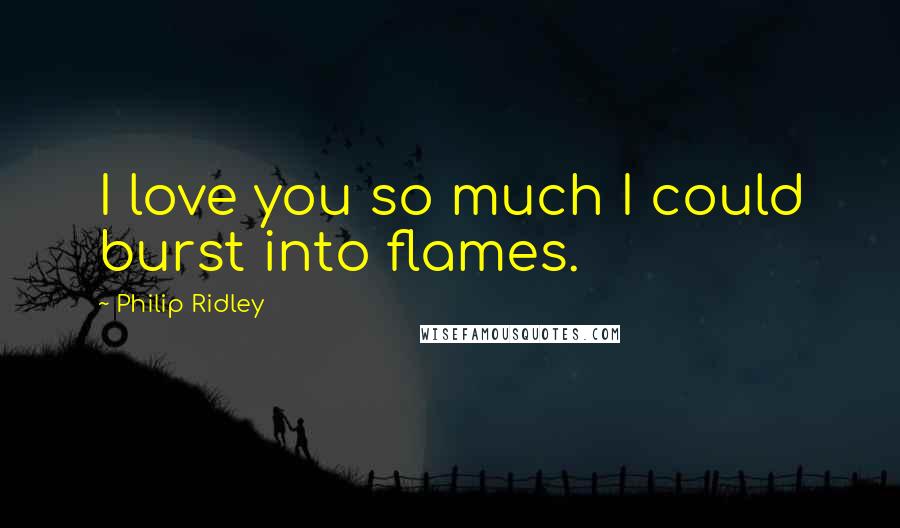 Philip Ridley Quotes: I love you so much I could burst into flames.