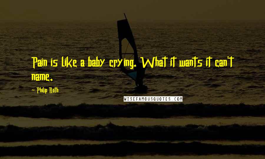 Philip Roth Quotes: Pain is like a baby crying. What it wants it can't name.