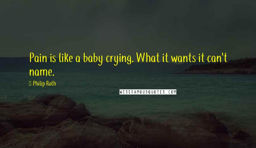 Philip Roth Quotes: Pain is like a baby crying. What it wants it can't name.