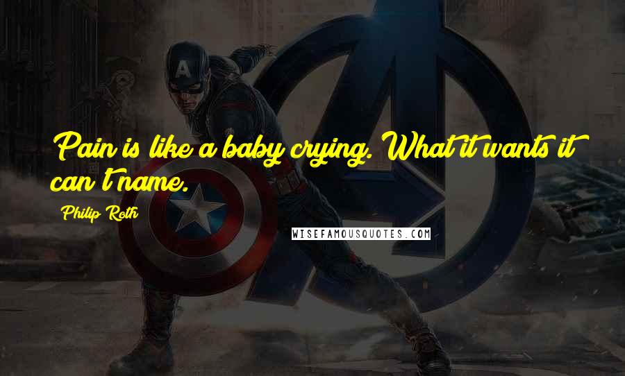 Philip Roth Quotes: Pain is like a baby crying. What it wants it can't name.
