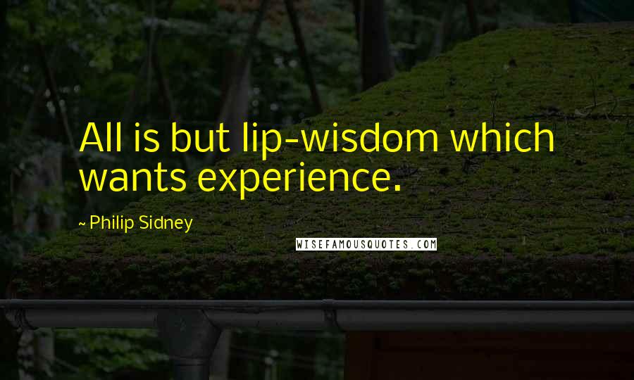Philip Sidney Quotes: All is but lip-wisdom which wants experience.