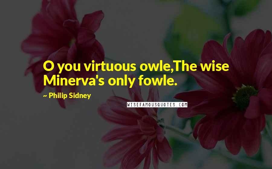 Philip Sidney Quotes: O you virtuous owle,The wise Minerva's only fowle.