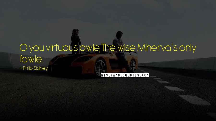 Philip Sidney Quotes: O you virtuous owle,The wise Minerva's only fowle.