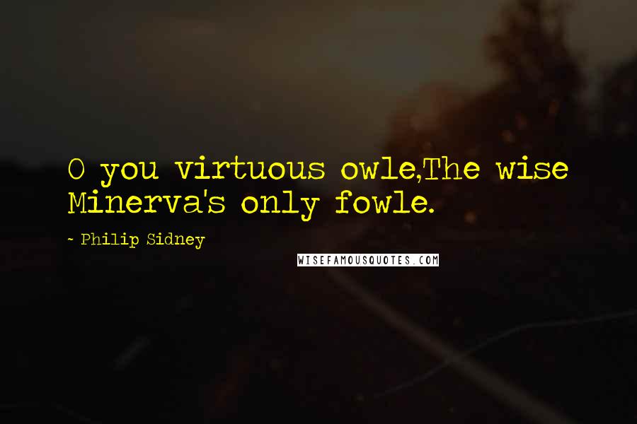 Philip Sidney Quotes: O you virtuous owle,The wise Minerva's only fowle.