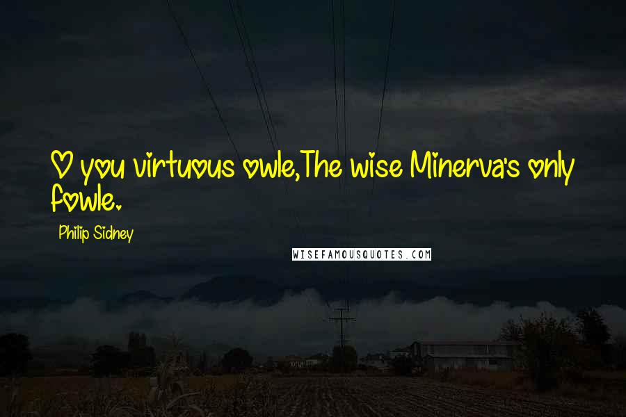 Philip Sidney Quotes: O you virtuous owle,The wise Minerva's only fowle.