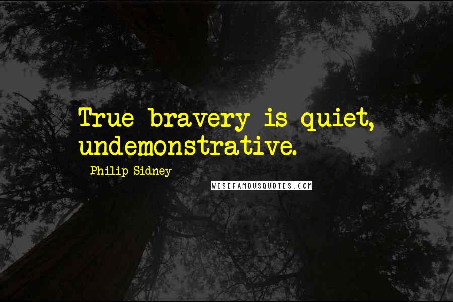 Philip Sidney Quotes: True bravery is quiet, undemonstrative.