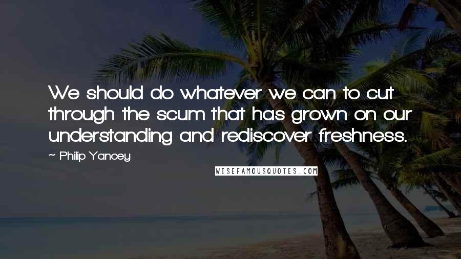 Philip Yancey Quotes: We should do whatever we can to cut through the scum that has grown on our understanding and rediscover freshness.