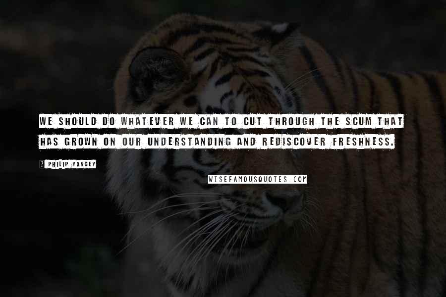 Philip Yancey Quotes: We should do whatever we can to cut through the scum that has grown on our understanding and rediscover freshness.