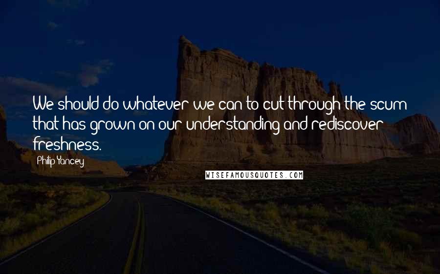 Philip Yancey Quotes: We should do whatever we can to cut through the scum that has grown on our understanding and rediscover freshness.