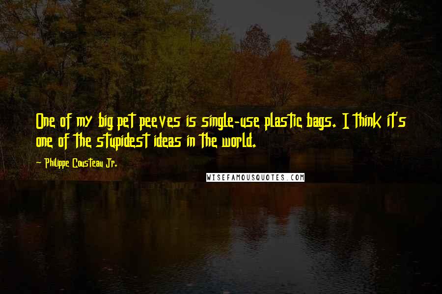 Philippe Cousteau Jr. Quotes: One of my big pet peeves is single-use plastic bags. I think it's one of the stupidest ideas in the world.