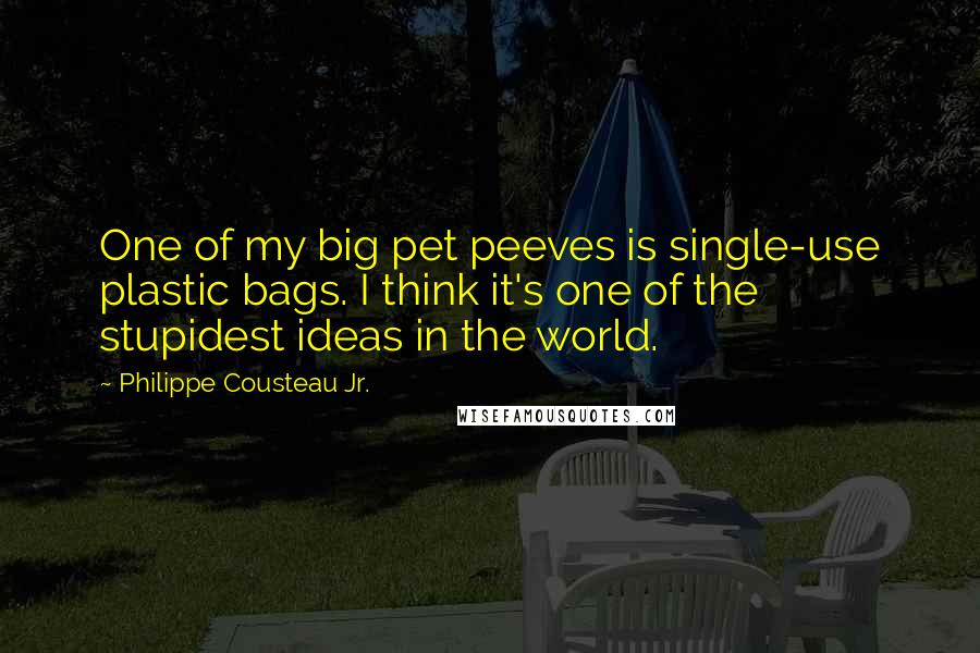 Philippe Cousteau Jr. Quotes: One of my big pet peeves is single-use plastic bags. I think it's one of the stupidest ideas in the world.