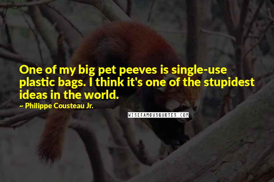 Philippe Cousteau Jr. Quotes: One of my big pet peeves is single-use plastic bags. I think it's one of the stupidest ideas in the world.