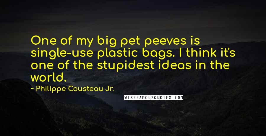 Philippe Cousteau Jr. Quotes: One of my big pet peeves is single-use plastic bags. I think it's one of the stupidest ideas in the world.