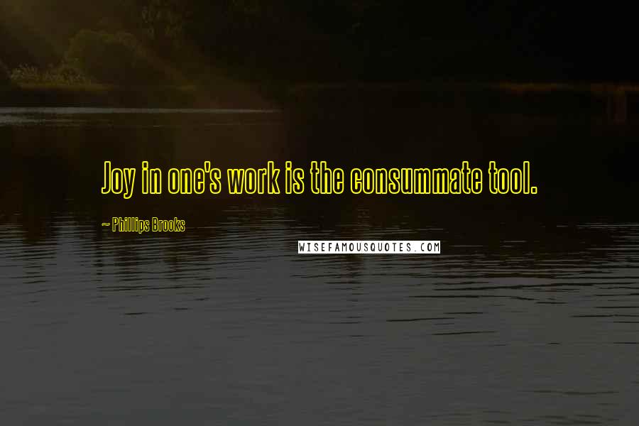 Phillips Brooks Quotes: Joy in one's work is the consummate tool.