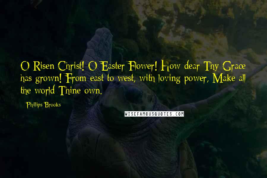 Phillips Brooks Quotes: O Risen Christ! O Easter Flower! How dear Thy Grace has grown! From east to west, with loving power, Make all the world Thine own.