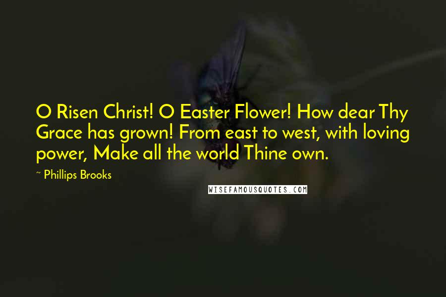 Phillips Brooks Quotes: O Risen Christ! O Easter Flower! How dear Thy Grace has grown! From east to west, with loving power, Make all the world Thine own.