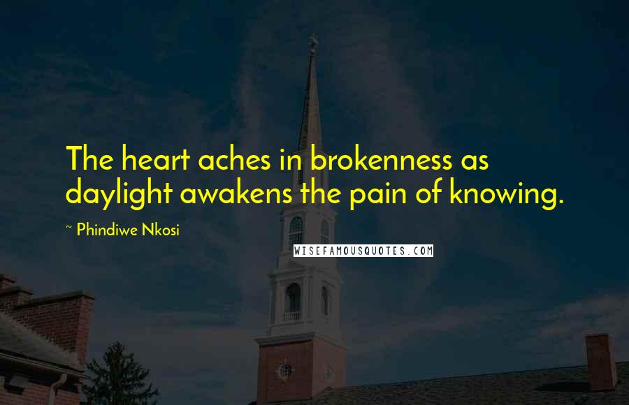 Phindiwe Nkosi Quotes: The heart aches in brokenness as daylight awakens the pain of knowing.