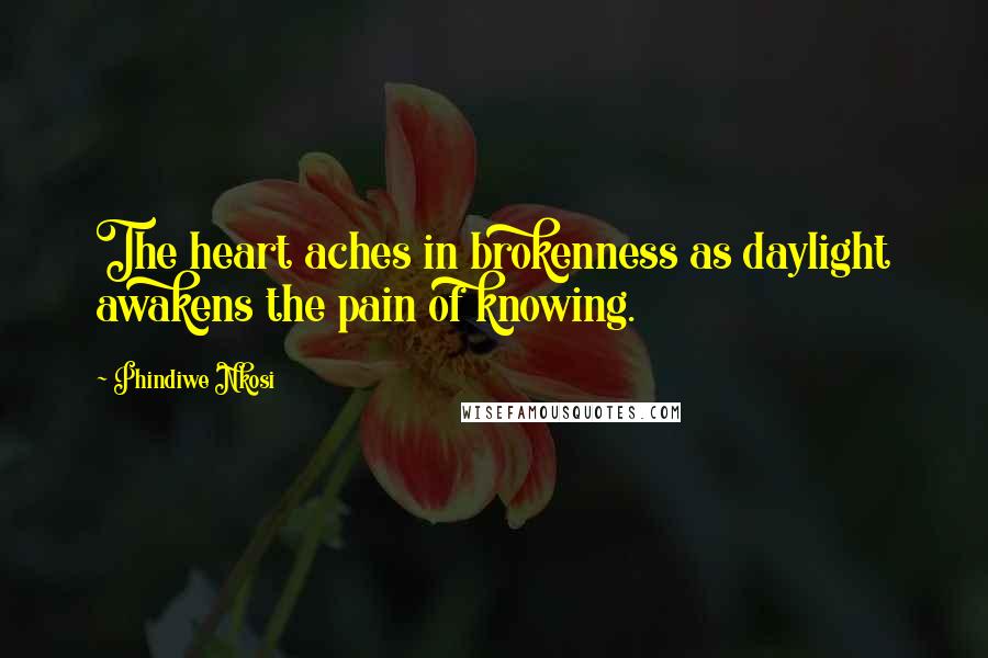 Phindiwe Nkosi Quotes: The heart aches in brokenness as daylight awakens the pain of knowing.