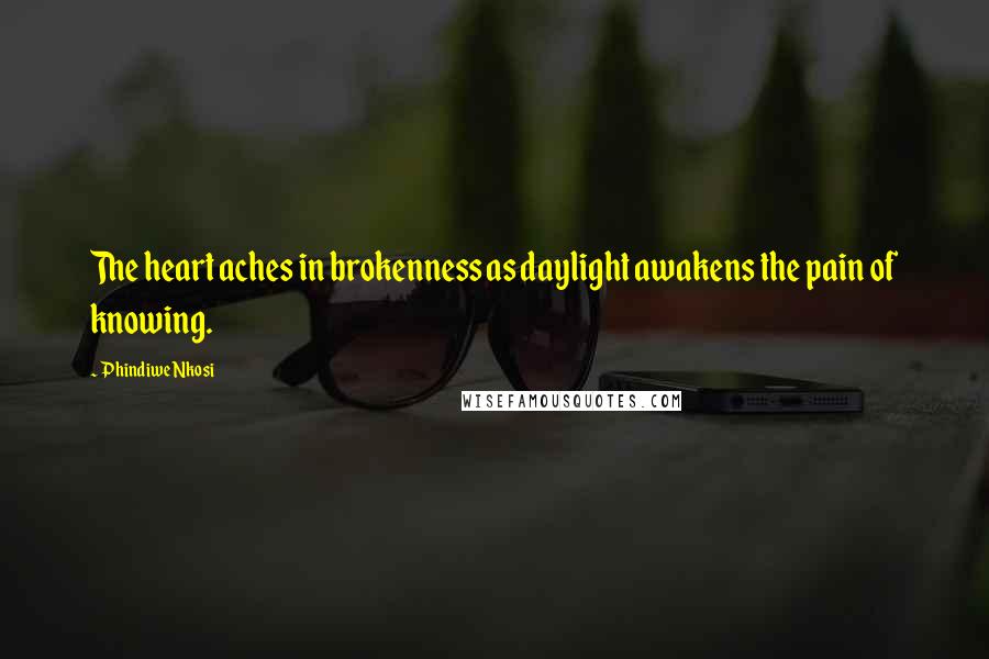 Phindiwe Nkosi Quotes: The heart aches in brokenness as daylight awakens the pain of knowing.