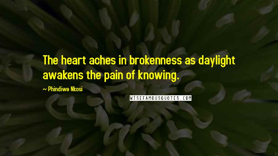 Phindiwe Nkosi Quotes: The heart aches in brokenness as daylight awakens the pain of knowing.