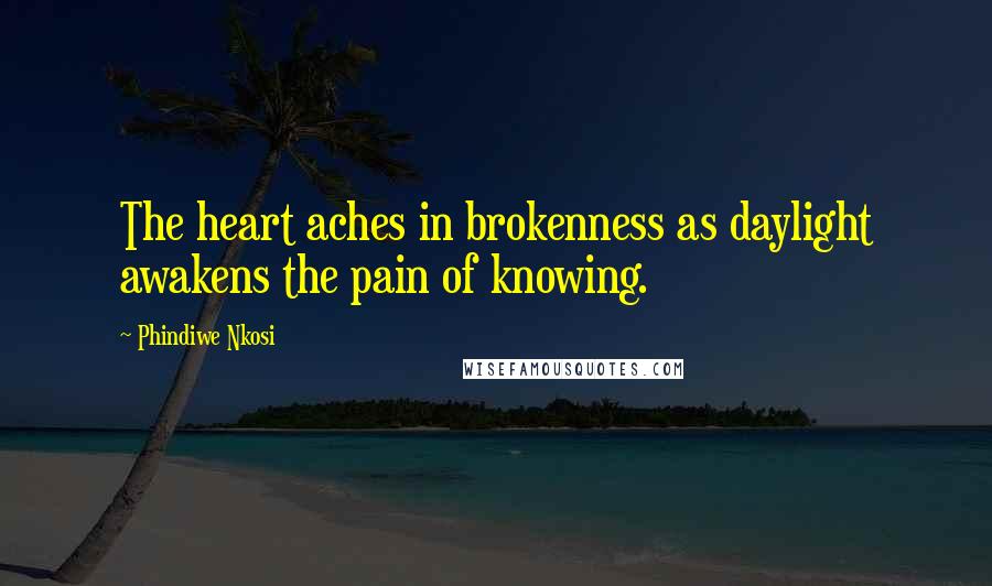 Phindiwe Nkosi Quotes: The heart aches in brokenness as daylight awakens the pain of knowing.