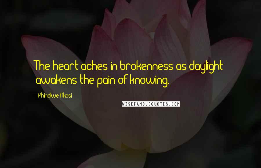 Phindiwe Nkosi Quotes: The heart aches in brokenness as daylight awakens the pain of knowing.