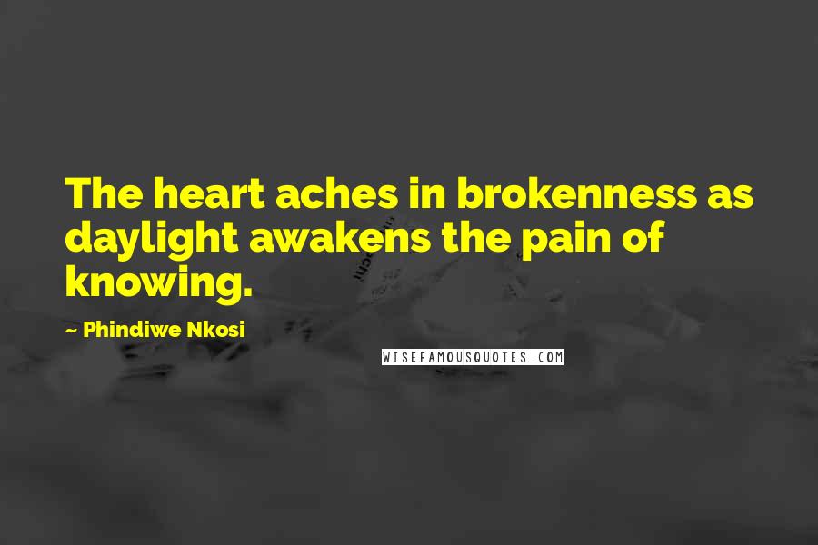 Phindiwe Nkosi Quotes: The heart aches in brokenness as daylight awakens the pain of knowing.