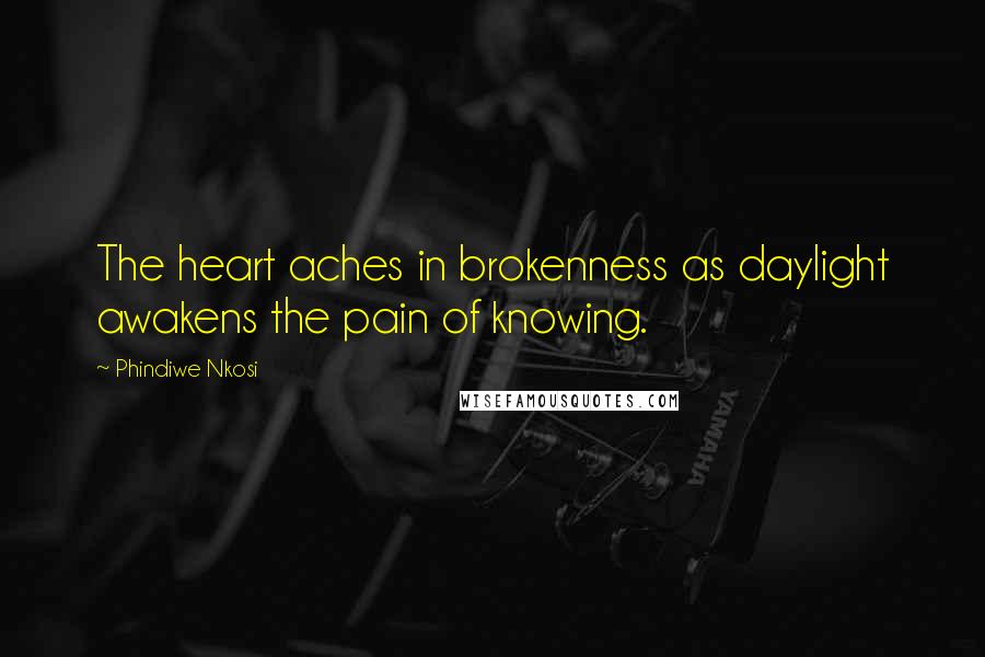 Phindiwe Nkosi Quotes: The heart aches in brokenness as daylight awakens the pain of knowing.