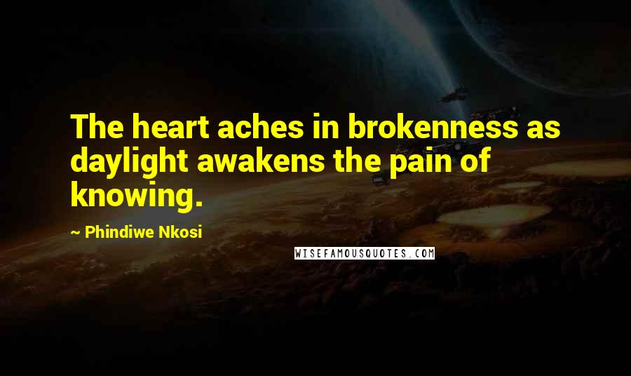 Phindiwe Nkosi Quotes: The heart aches in brokenness as daylight awakens the pain of knowing.