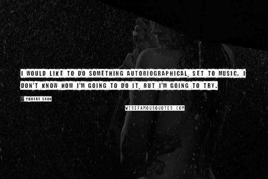 Phoebe Snow Quotes: I would like to do something autobiographical, set to music. I don't know how I'm going to do it, but I'm going to try.