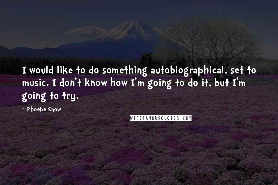 Phoebe Snow Quotes: I would like to do something autobiographical, set to music. I don't know how I'm going to do it, but I'm going to try.