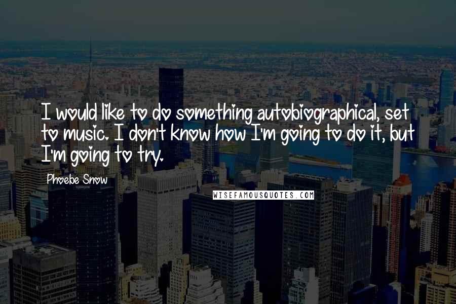 Phoebe Snow Quotes: I would like to do something autobiographical, set to music. I don't know how I'm going to do it, but I'm going to try.