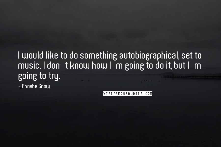 Phoebe Snow Quotes: I would like to do something autobiographical, set to music. I don't know how I'm going to do it, but I'm going to try.
