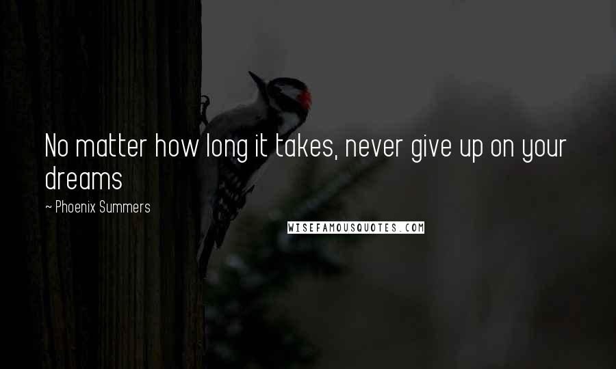 Phoenix Summers Quotes: No matter how long it takes, never give up on your dreams