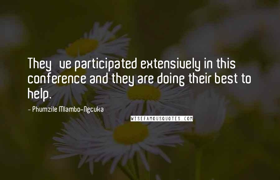 Phumzile Mlambo-Ngcuka Quotes: They've participated extensively in this conference and they are doing their best to help.