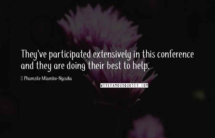 Phumzile Mlambo-Ngcuka Quotes: They've participated extensively in this conference and they are doing their best to help.