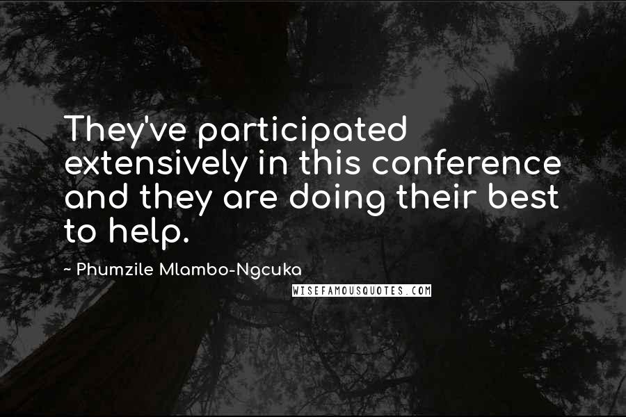 Phumzile Mlambo-Ngcuka Quotes: They've participated extensively in this conference and they are doing their best to help.
