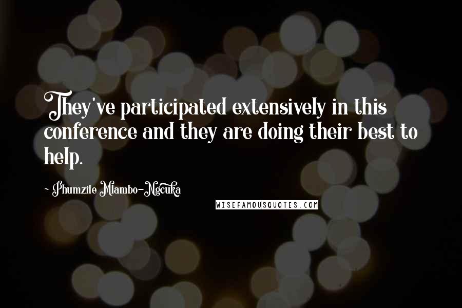 Phumzile Mlambo-Ngcuka Quotes: They've participated extensively in this conference and they are doing their best to help.