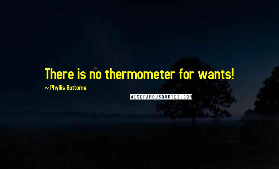 Phyllis Bottome Quotes: There is no thermometer for wants!