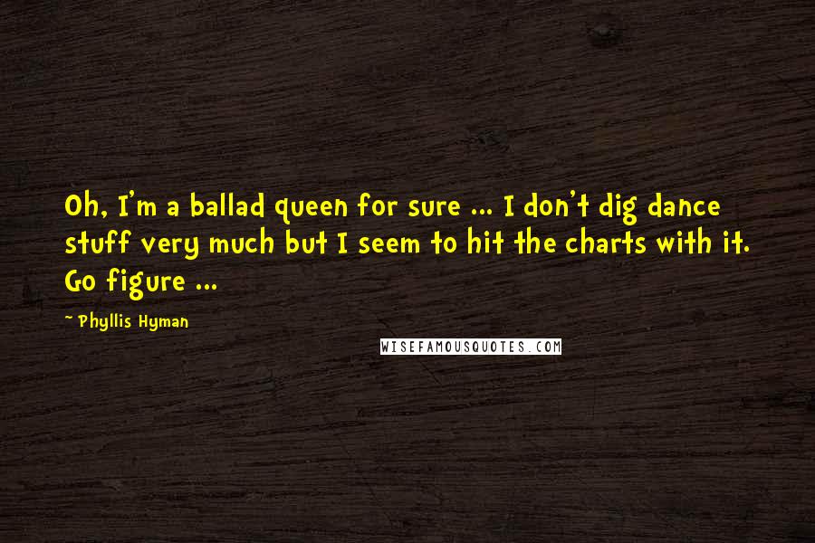 Phyllis Hyman Quotes: Oh, I'm a ballad queen for sure ... I don't dig dance stuff very much but I seem to hit the charts with it. Go figure ...