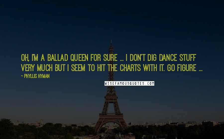 Phyllis Hyman Quotes: Oh, I'm a ballad queen for sure ... I don't dig dance stuff very much but I seem to hit the charts with it. Go figure ...