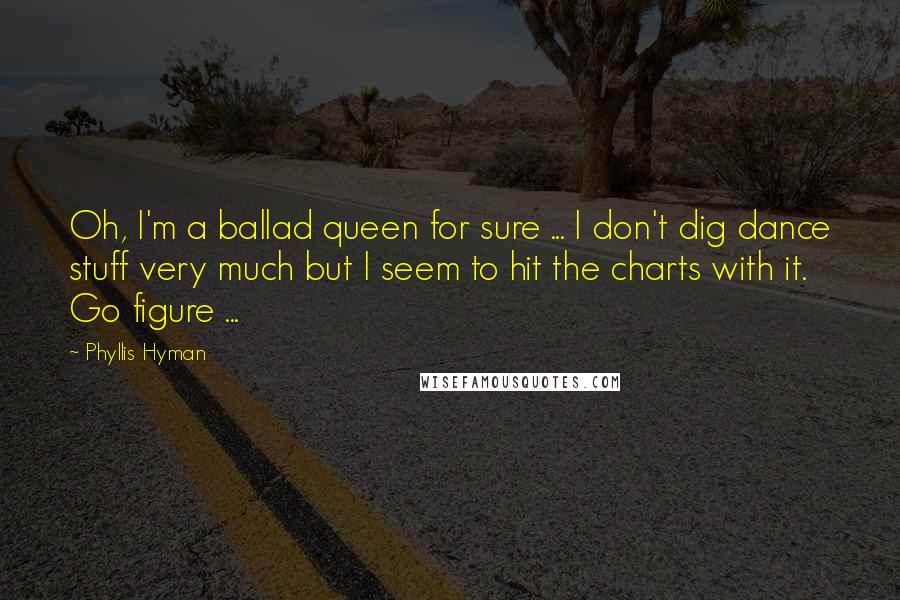 Phyllis Hyman Quotes: Oh, I'm a ballad queen for sure ... I don't dig dance stuff very much but I seem to hit the charts with it. Go figure ...