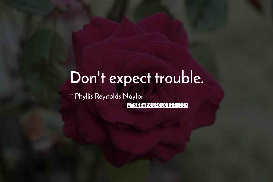 Phyllis Reynolds Naylor Quotes: Don't expect trouble.